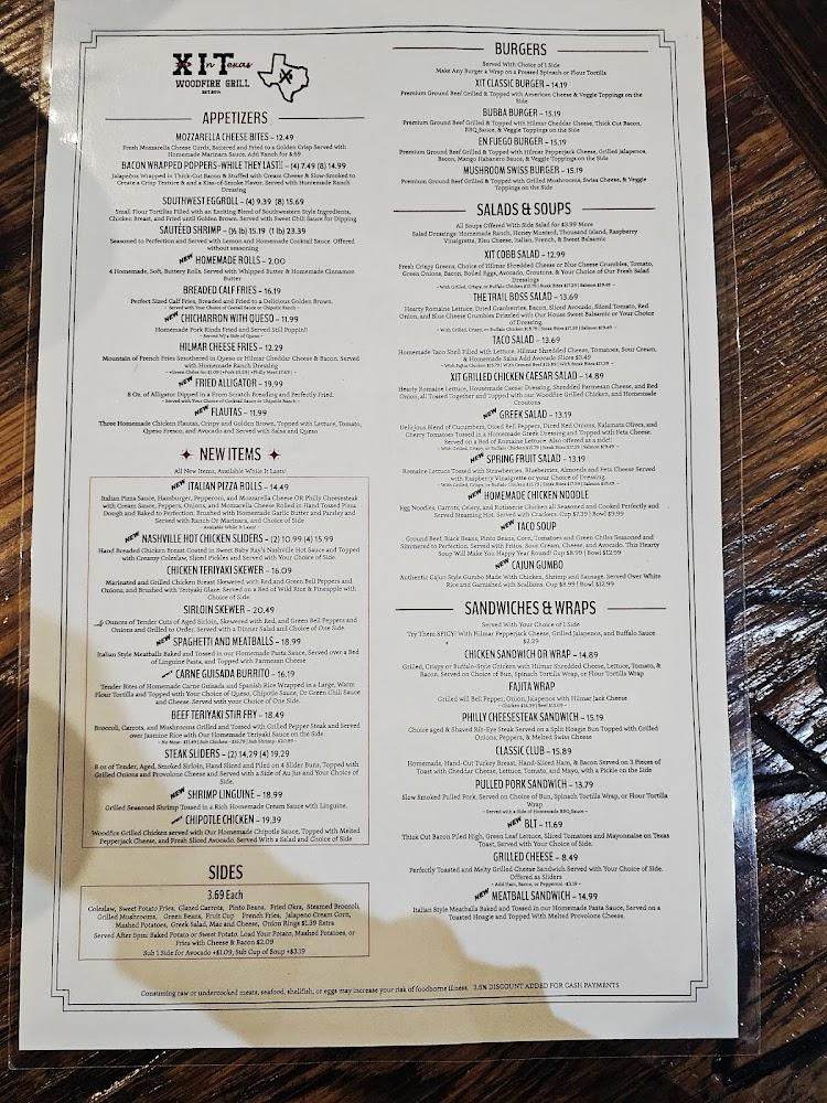 XIT Woodfire Grill Menu image 1